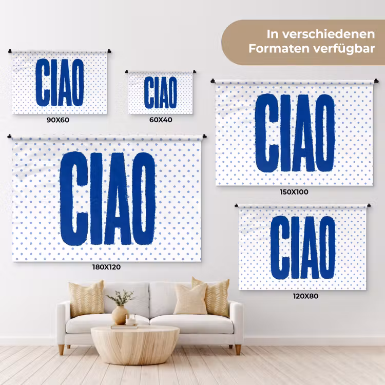 Ciao - Blauw - Stippen Wandkleed katoen klein -tsfeer8_DE