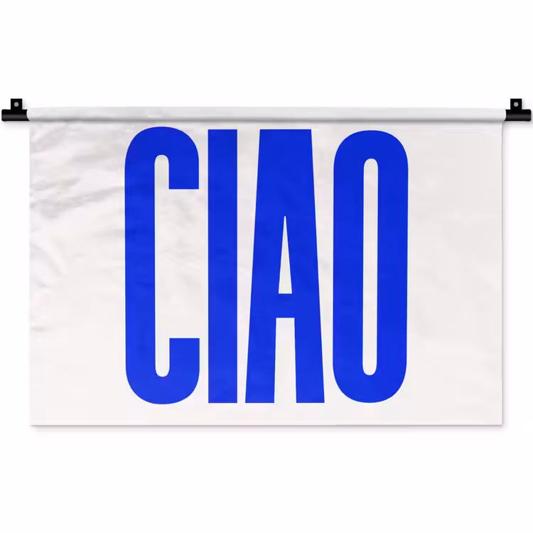 Ciao - Hoofdletters - Blauw - Minimalistisch Wandkleed katoen klein -zz3d