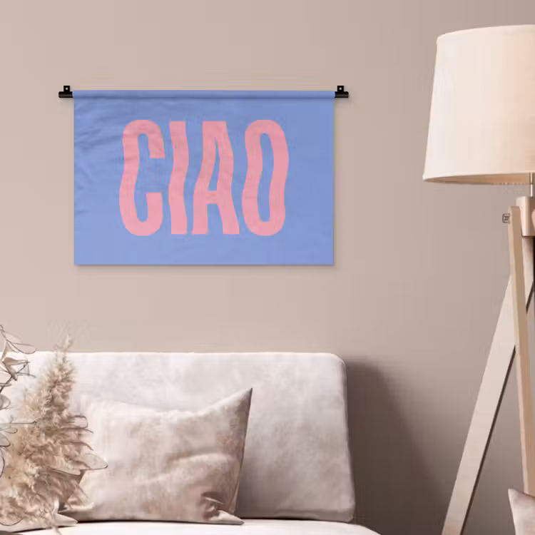 Ciao - Roze - Blauw - Golvend Wandkleed katoen klein -sfeer4