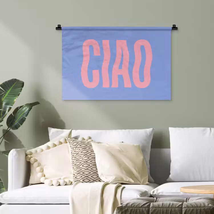 Ciao - Roze - Blauw - Golvend Wandkleed katoen klein -sfeer7
