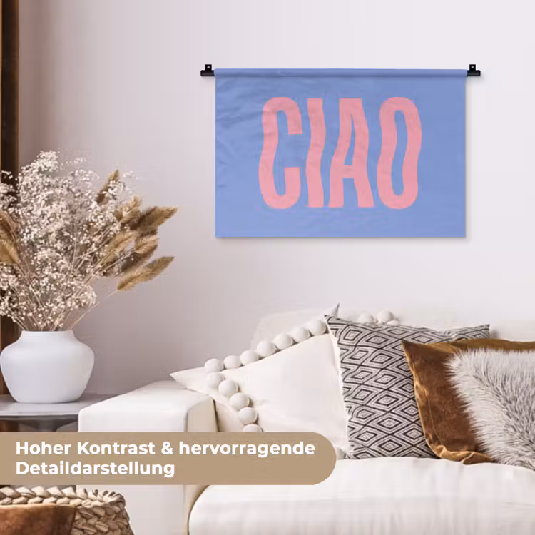 Ciao - Roze - Blauw - Golvend Wandkleed katoen klein -tsfeer1_DE