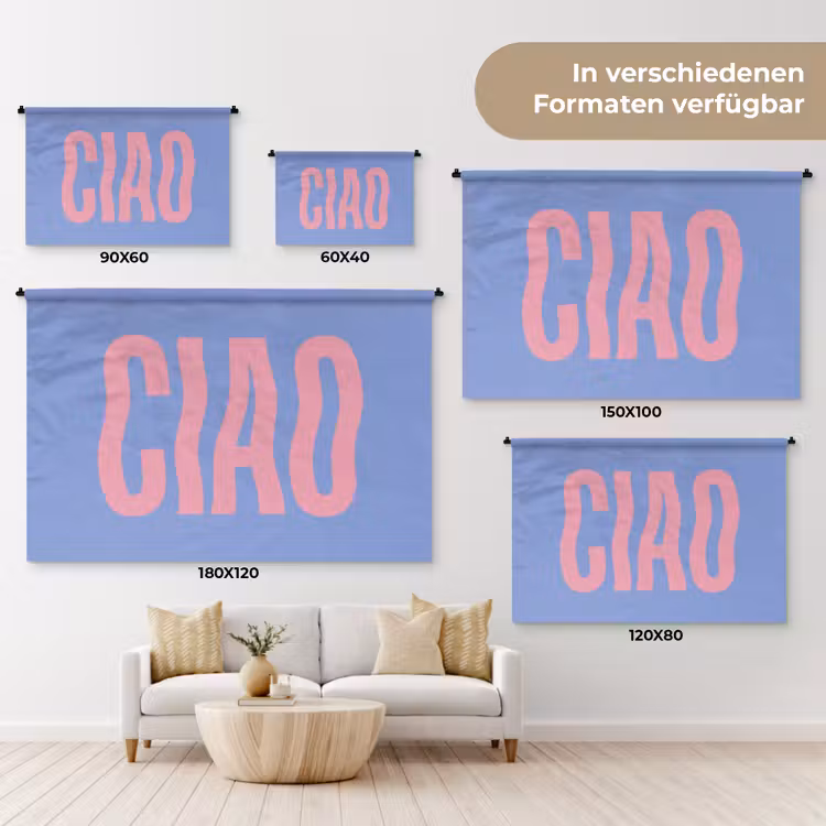 Ciao - Roze - Blauw - Golvend Wandkleed katoen klein -tsfeer8_DE