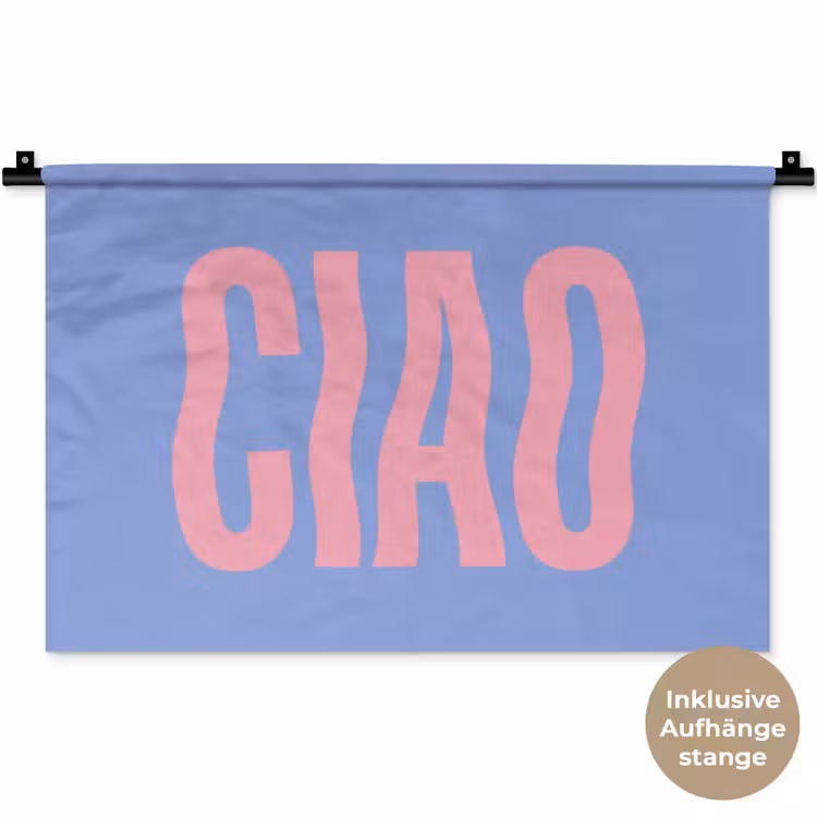 Ciao - Roze - Blauw - Golvend Wandkleed katoen klein -t3d_DE