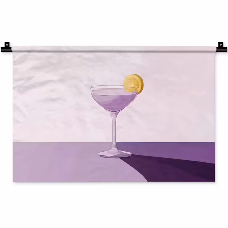 Cocktail - Paars - Minimalistisch - Citroen Wandkleed katoen klein -zz3d