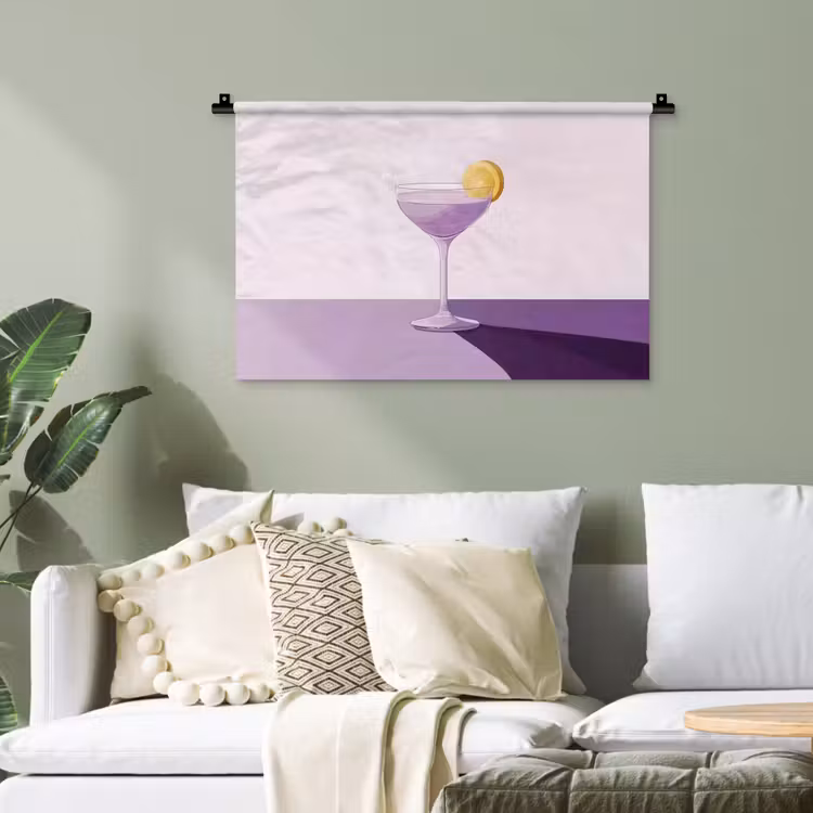 Cocktail - Paars - Minimalistisch - Citroen Wandkleed katoen klein -sfeer7