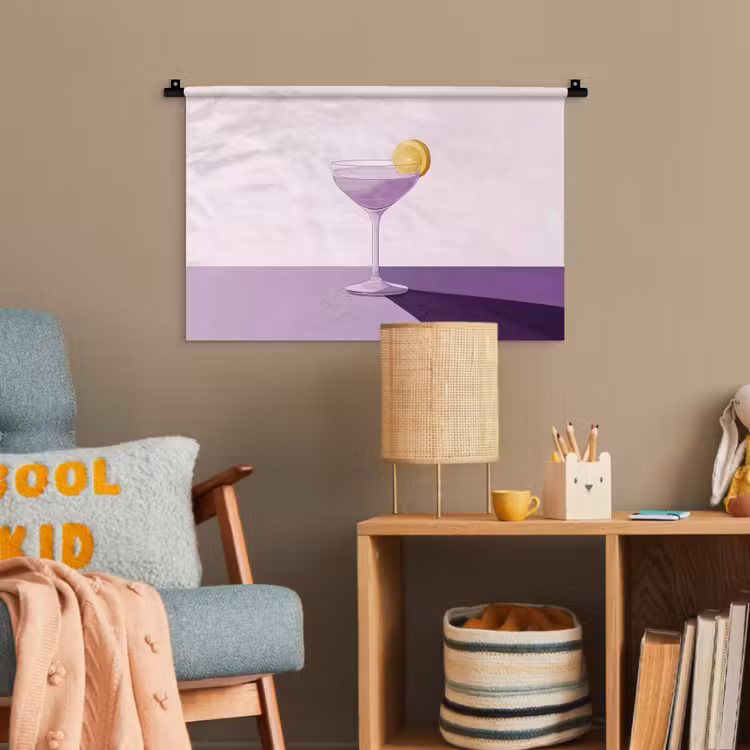 Cocktail - Paars - Minimalistisch - Citroen Wandkleed katoen klein -wsfeer4_kind
