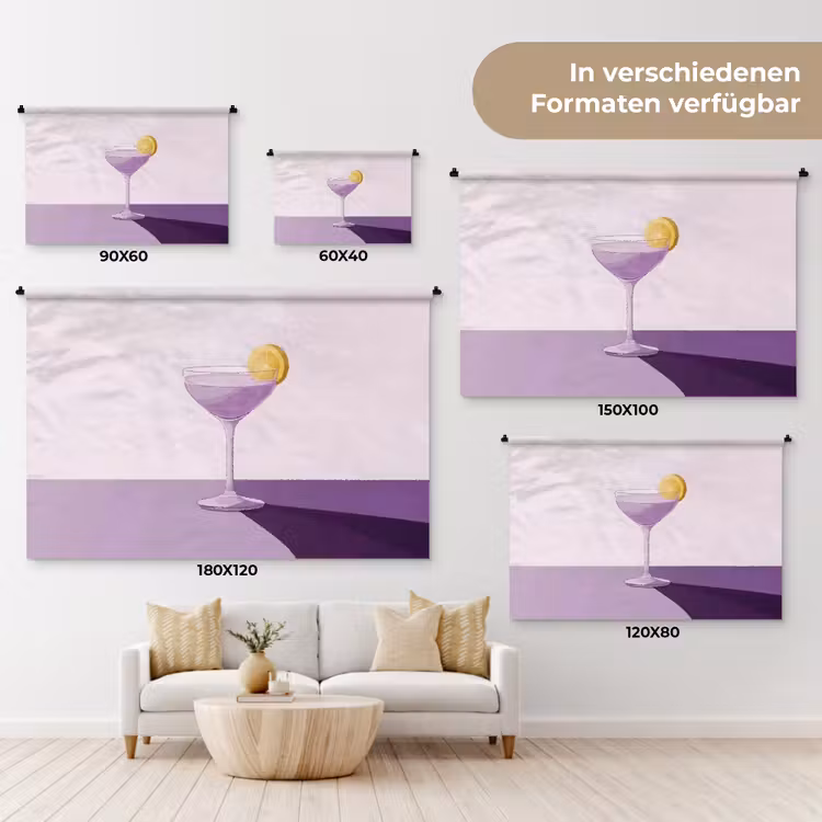 Cocktail - Paars - Minimalistisch - Citroen Wandkleed katoen klein -tsfeer8_DE