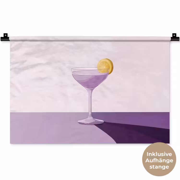 Cocktail - Paars - Minimalistisch - Citroen Wandkleed katoen klein -t3d_DE