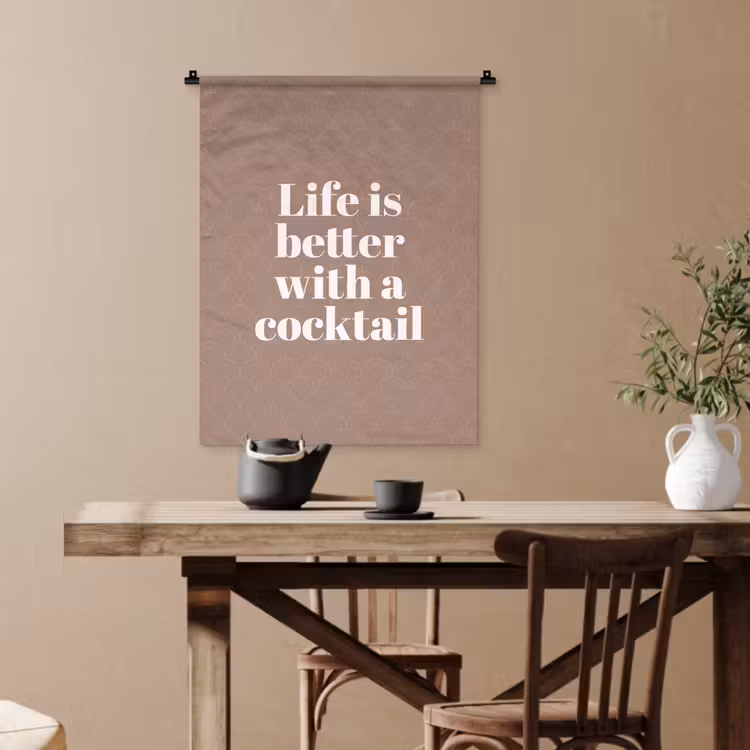 Cocktail - Tekst - Patroon - Wit Wandkleed katoen klein -sfeer6