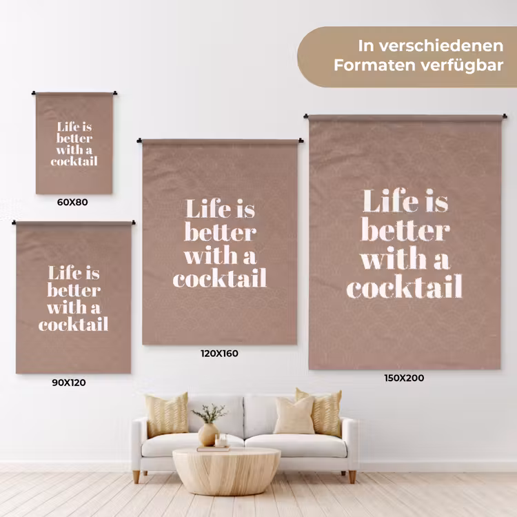 Cocktail - Tekst - Patroon - Wit Wandkleed katoen klein -tsfeer8_DE