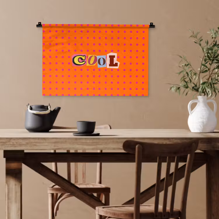 Cool - Stippen - Oranje Wandkleed katoen klein -sfeer6