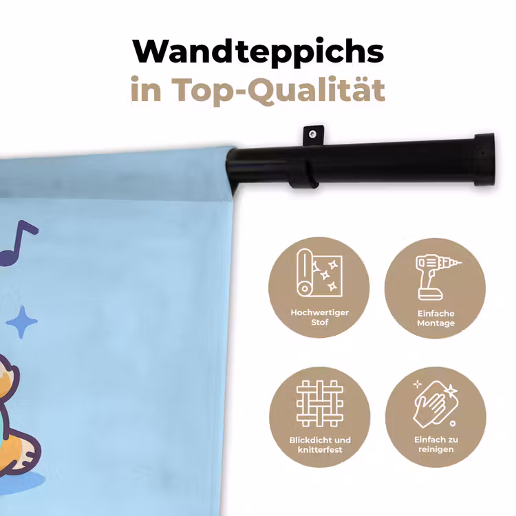 Corgi - Koptelefoon - Blauw - Muzieknoten Wandkleed katoen klein -tsfeer2_DE