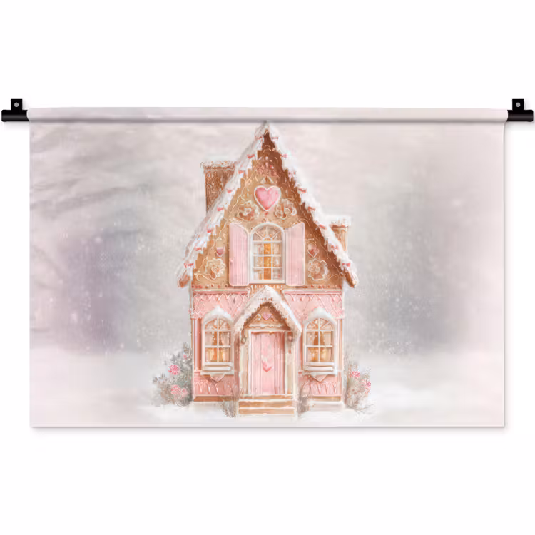 Huisje - Suiker - Pastel Wandkleed katoen klein -zz3d