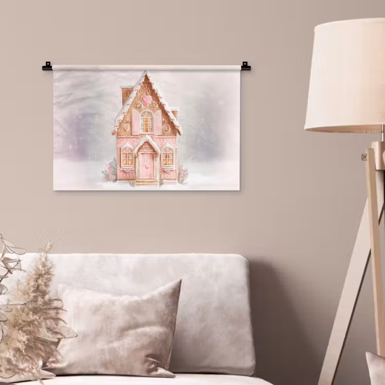 Huisje - Suiker - Pastel Wandkleed katoen klein -sfeer4