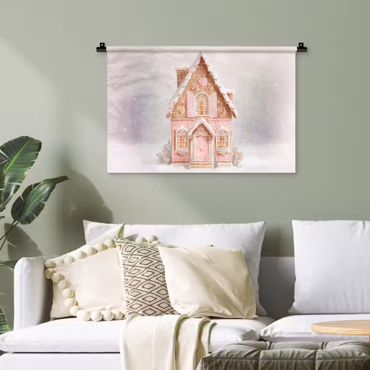 Huisje - Suiker - Pastel Wandkleed katoen klein -sfeer7