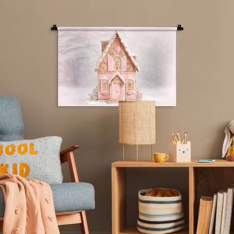 Huisje - Suiker - Pastel Wandkleed katoen klein -wsfeer4_kind
