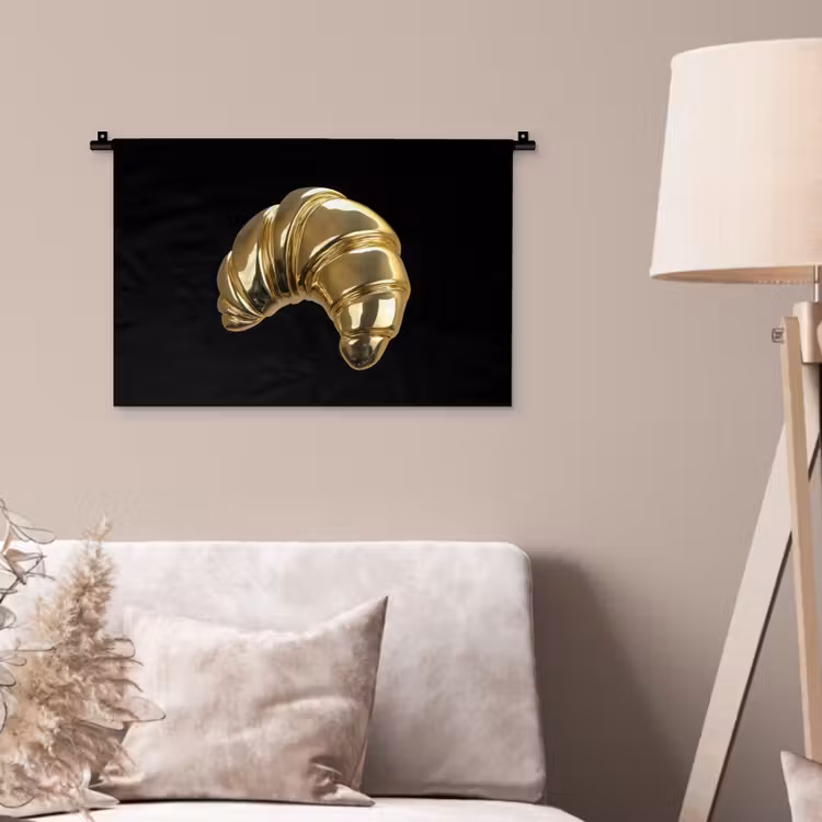 Croissant - Brood - Goud - Zwart Wandkleed katoen klein -sfeer4