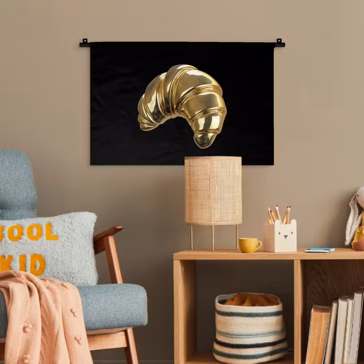Croissant - Brood - Goud - Zwart Wandkleed katoen klein -wsfeer4_kind