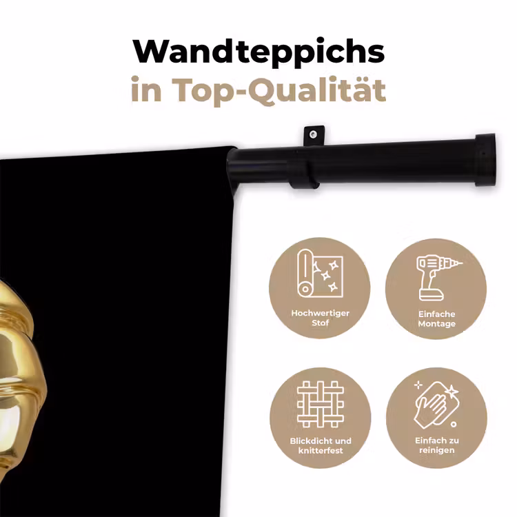 Croissant - Brood - Goud - Zwart Wandkleed katoen klein -tsfeer2_DE