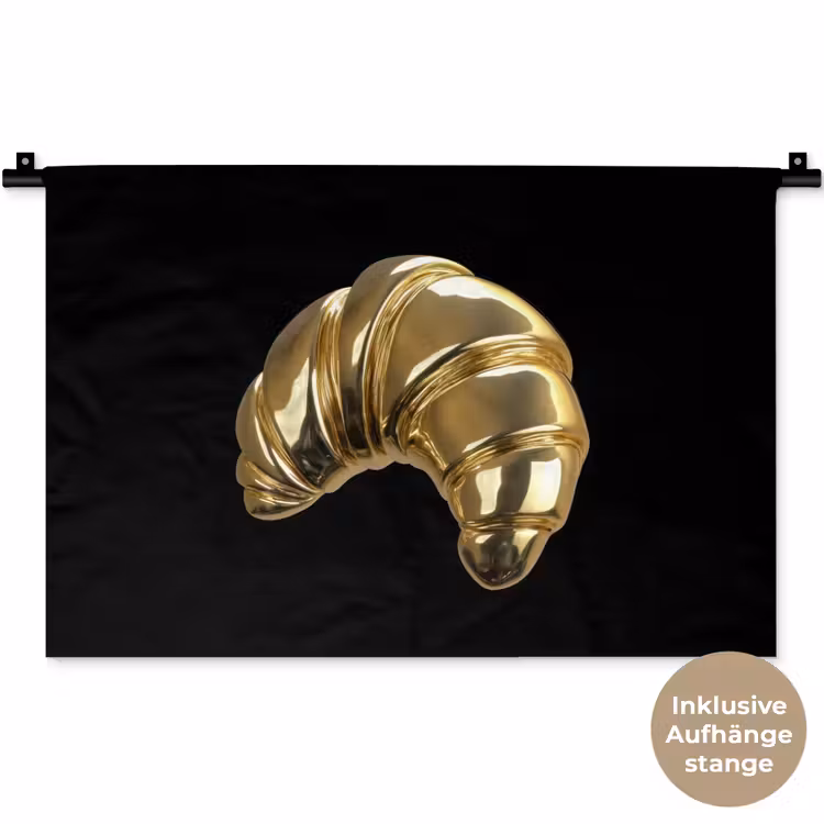 Croissant - Brood - Goud - Zwart Wandkleed katoen klein -t3d_DE