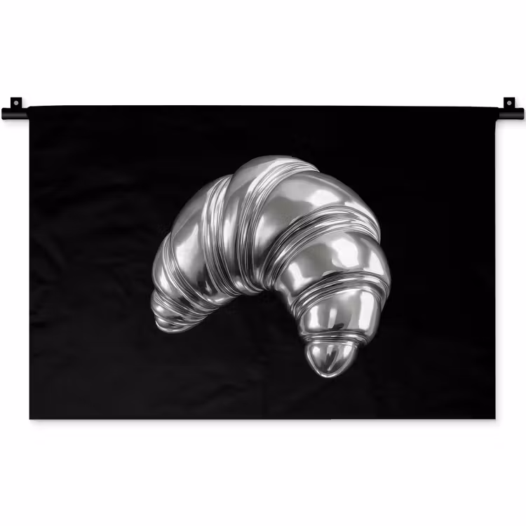Croissant - Metaal - Zilver Wandkleed katoen klein -zz3d