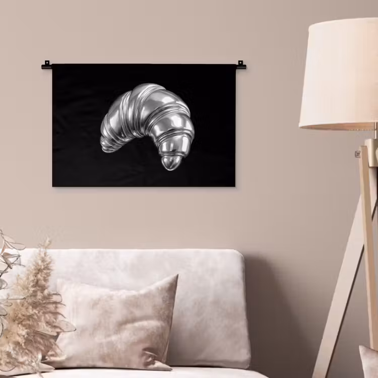 Croissant - Metaal - Zilver Wandkleed katoen klein -sfeer4