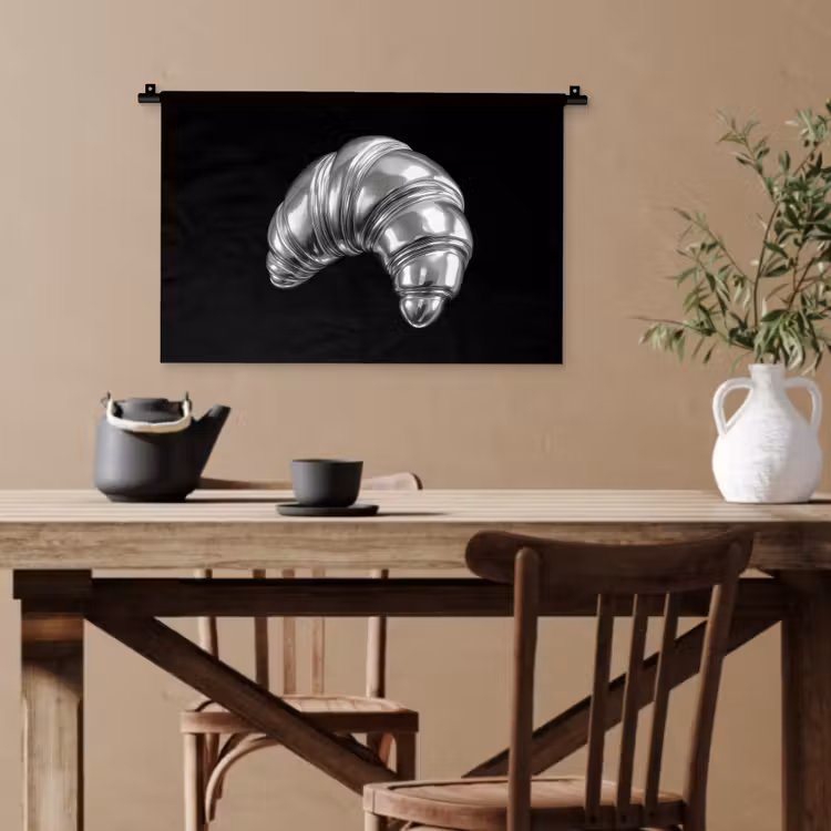 Croissant - Metaal - Zilver Wandkleed katoen klein -sfeer6