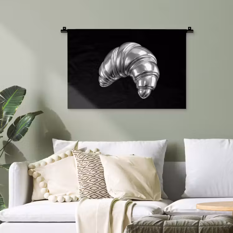 Croissant - Metaal - Zilver Wandkleed katoen klein -sfeer7