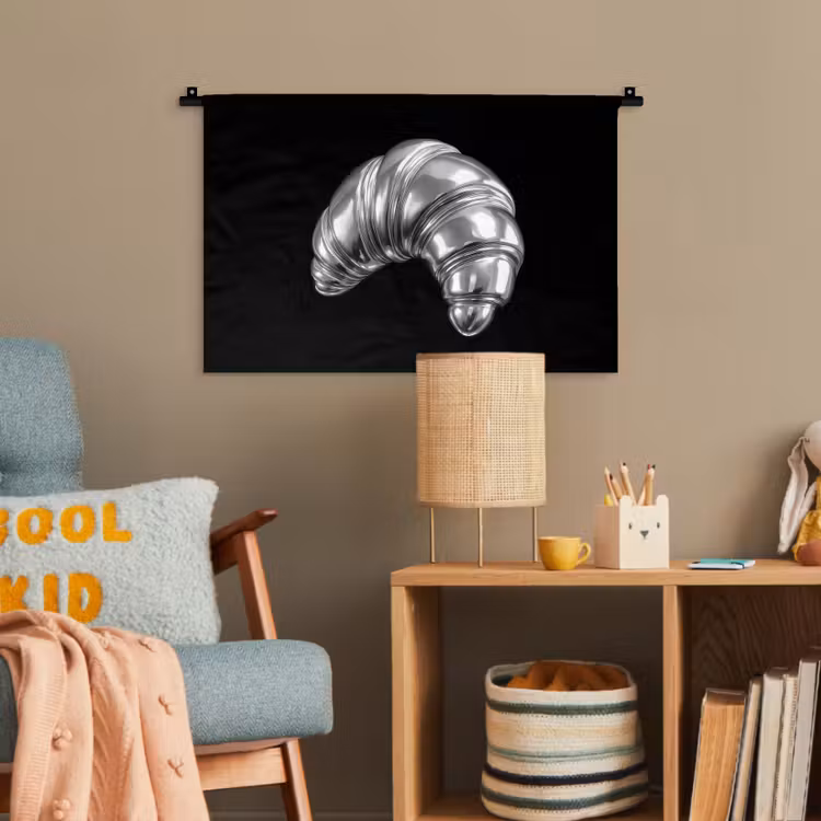 Croissant - Metaal - Zilver Wandkleed katoen klein -wsfeer4_kind