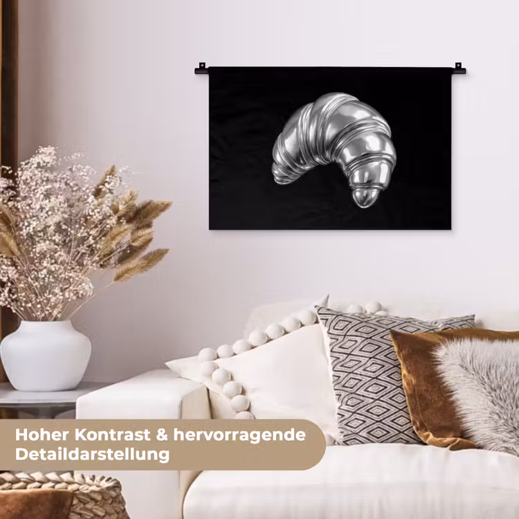 Croissant - Metaal - Zilver Wandkleed katoen klein -tsfeer1_DE