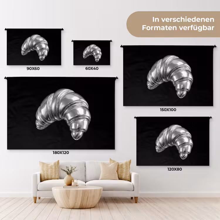 Croissant - Metaal - Zilver Wandkleed katoen klein -tsfeer8_DE