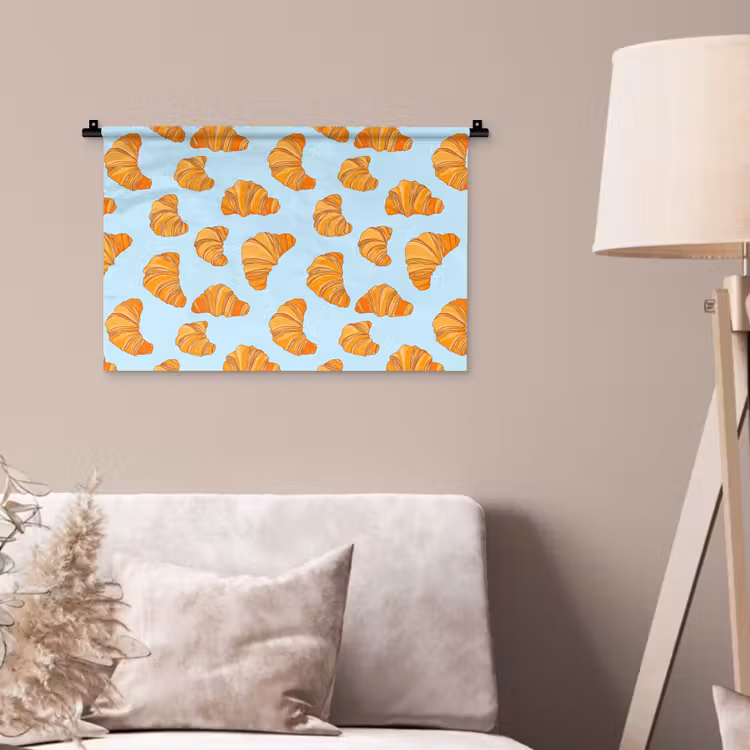 Croissant - Speels - Blauw Wandkleed katoen klein 269 -sfeer4