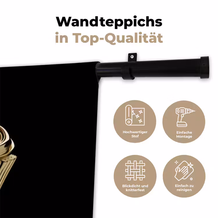 Cupcake - Eten - Goud - Zwart Wandkleed katoen klein -tsfeer2_DE