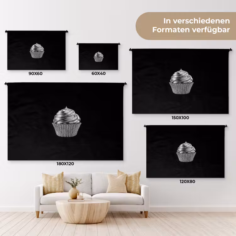 Cupcake - Luxueus - Zilver Wandkleed katoen klein -tsfeer8_DE