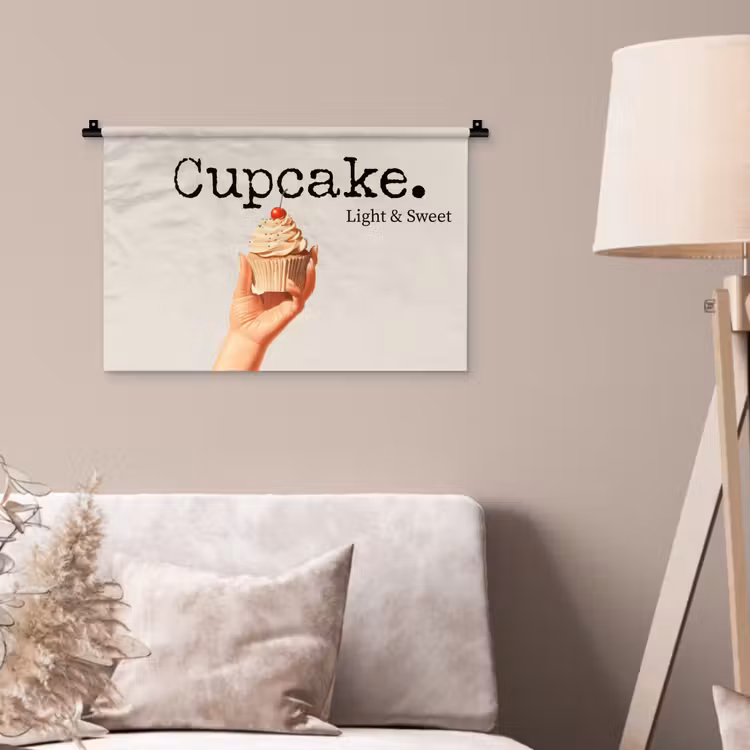 Cupcake - Zoet - Kers Wandkleed katoen klein -sfeer4