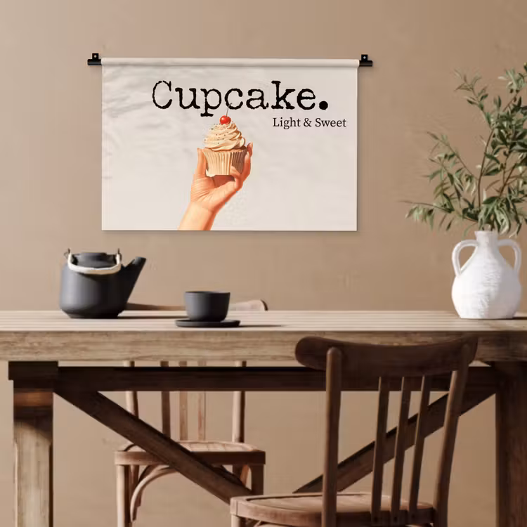 Cupcake - Zoet - Kers Wandkleed katoen klein -sfeer6