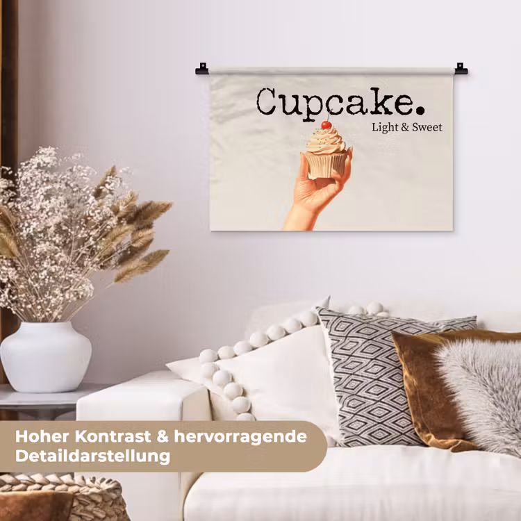Cupcake - Zoet - Kers Wandkleed katoen klein -tsfeer1_DE