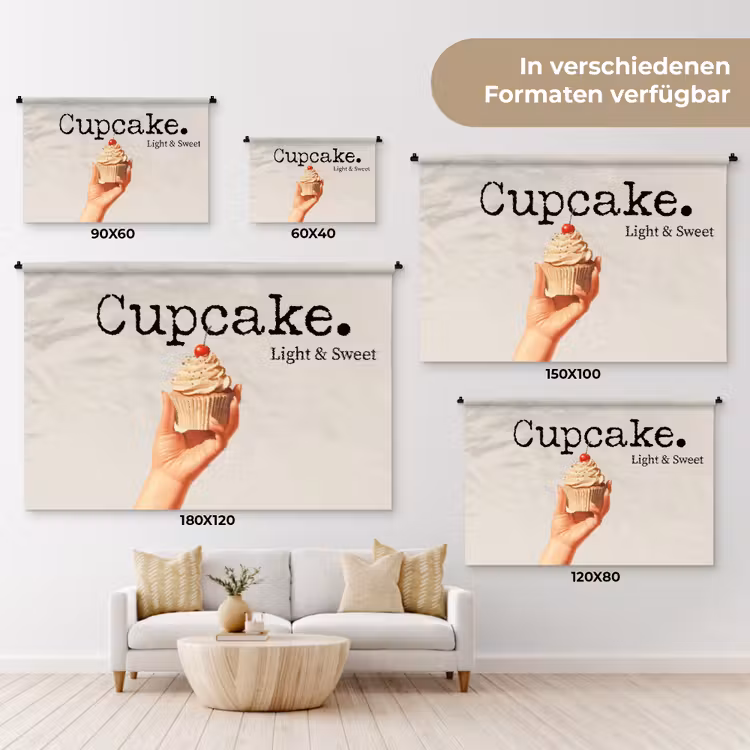 Cupcake - Zoet - Kers Wandkleed katoen klein -tsfeer8_DE