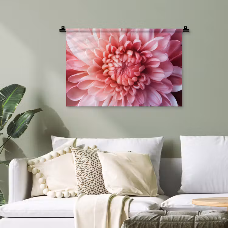 Dahlia - Bloem - Close up - Roze Wandkleed katoen klein -sfeer7
