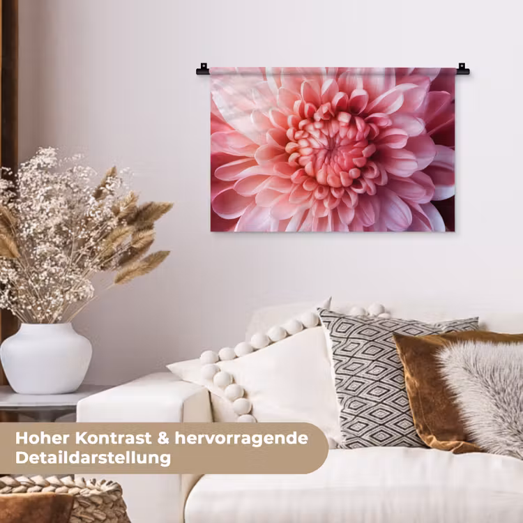 Dahlia - Bloem - Close up - Roze Wandkleed katoen klein -tsfeer1_DE