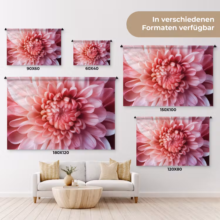 Dahlia - Bloem - Close up - Roze Wandkleed katoen klein -tsfeer8_DE