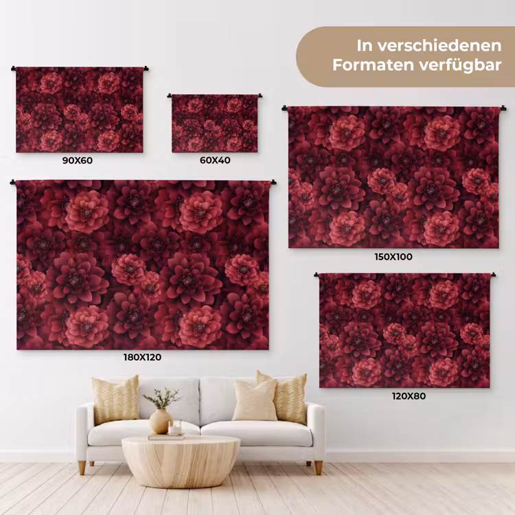 Dahlias - Bloemen - Rood Wandkleed katoen klein 269 -tsfeer8_DE
