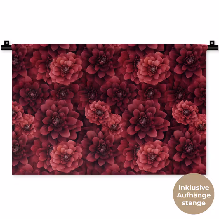 Dahlias - Bloemen - Rood Wandkleed katoen klein 269 -t3d_DE