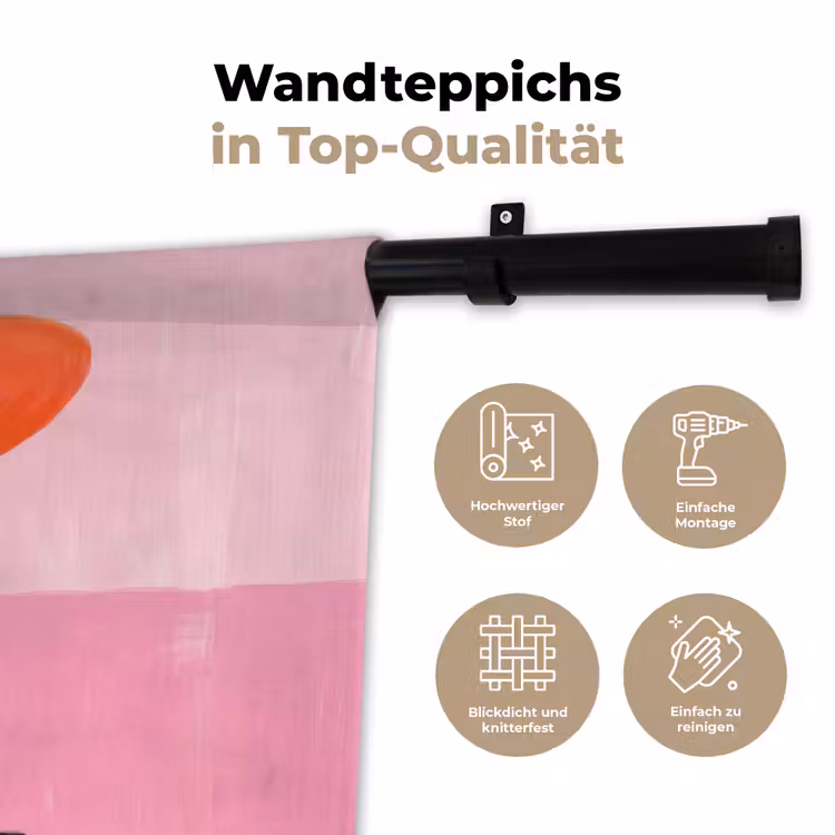 Vrouw - Hoed - Mode - Modern - Oranje Wandkleed katoen klein -tsfeer2_DE