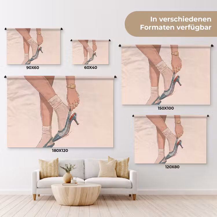 Vrouw - Schoen - Mode - Lifestyle - Groen Wandkleed katoen klein -tsfeer8_DE