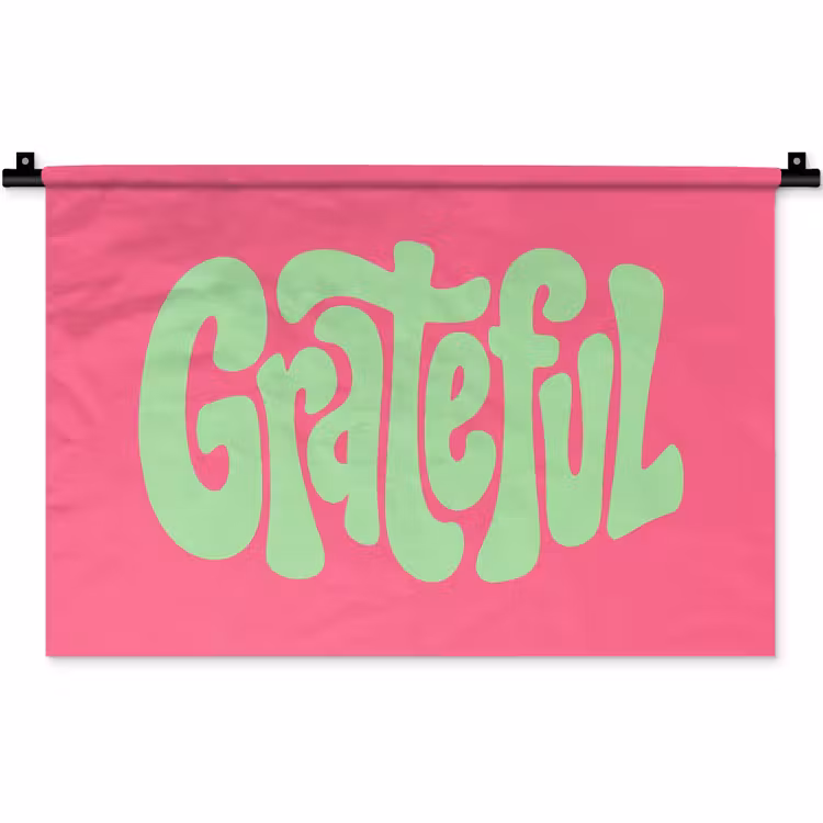 Grateful - Groen - Grafisch - Vloeiend Wandkleed katoen klein -zz3d