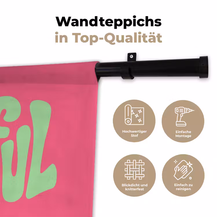 Grateful - Groen - Grafisch - Vloeiend Wandkleed katoen klein -tsfeer2_DE