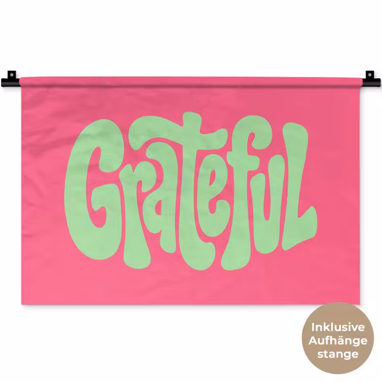 Grateful - Groen - Grafisch - Vloeiend Wandkleed katoen klein -t3d_DE