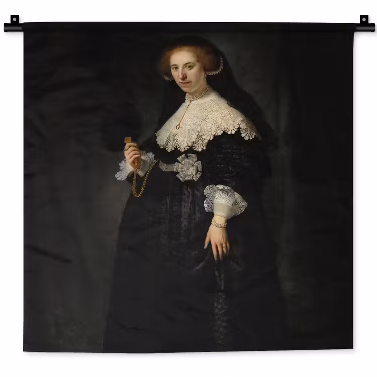 Het huwelijksportret van Oopjen Coppit - Rembrandt van Rijn Wandkleed katoen klein -zz3d