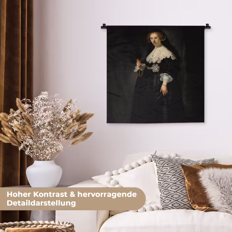 Het huwelijksportret van Oopjen Coppit - Rembrandt van Rijn Wandkleed katoen klein -tsfeer1_DE